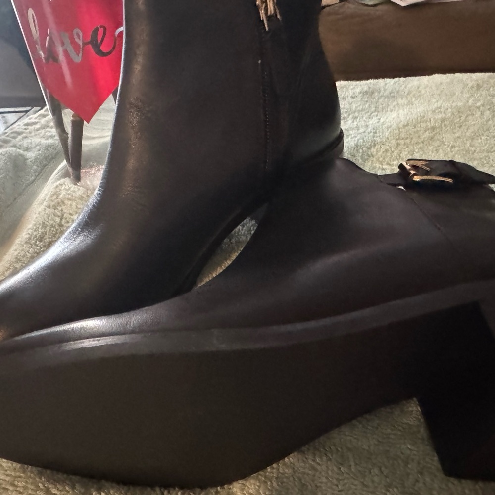 Black Heeled Boots with Chunky Heel and Pointed Toe